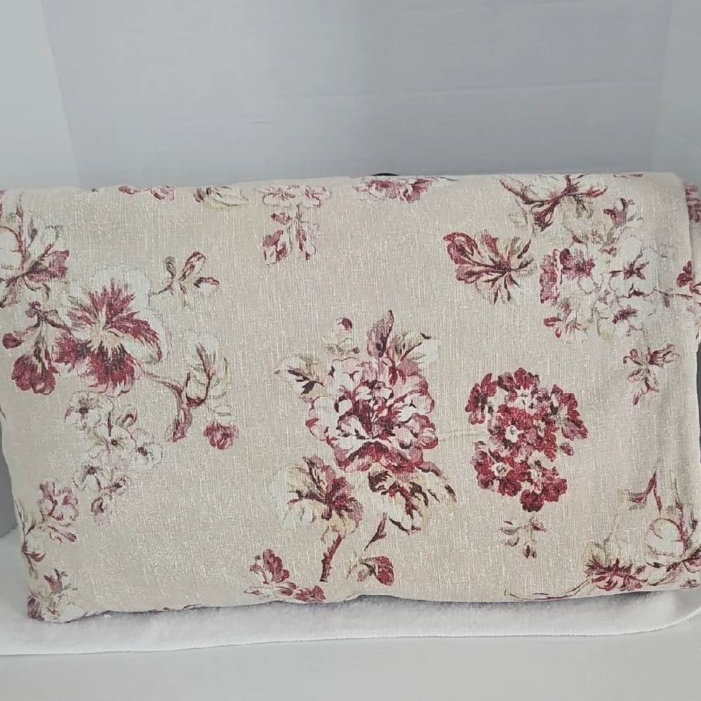 Eddie Bauer Home Vintage Cream Red Pink Floral Cotton Queen Duvet Cover